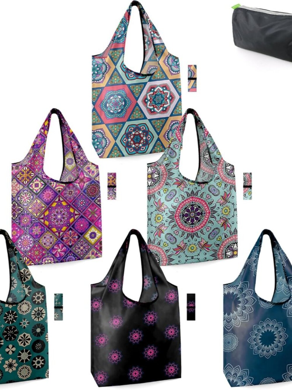 Boho Gifts for Women Geometric Reusable Grocery Bags Mandala Shopping Bags Bulk